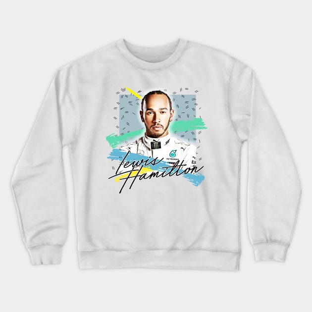 Lewis Hamilton // Retro Style Fan Art Design Crewneck Sweatshirt by DankFutura